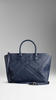 MEDIUM EMBOSSED CHECK LEATHER TOTE BAG