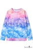 Starry Sky Print Raglan Sleeve Round Neck Sweatshirt