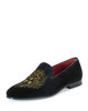 Alexander McQueen Slip-On Loafer with Embroidered Lion, Black/Mustard