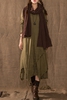 Solid Color Irregular Hem Maxi Round Collar Dress