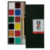 Набор Akashiya акварельных красок 12 оттенков + 3 кисточки Japanese Gansai Watercolor Palette Box