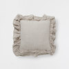 NATURAL COLOUR LINEN CUSHION WITH CROCHET FRILL