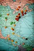 Карта мира на стену с булавками для отмечания посещаемых стран и городов