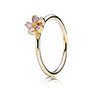 Золотое кольцо с розовой эмалью Pandora №150174EN40