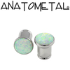 Титановые плаги с опалом Anatometal (7/8" (22 мм), SINGLE Flared,  Large stone, High Polish, Light Blue)