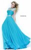 Sherri Hill 11181 Cap-Sleeves Blue/Silver Beading Long Bodice Prom Dress 2015
