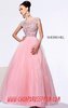 Blush/Silver Cap-Sleeves Beaded Sherri Hill 2984 Open-Back Discount Bodice Long Evening Gown