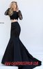 Sherri Hill 50467 Long-Sleeved Black Two-Piece Long Sheer Prom Dresses 2016
