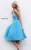 2015 Sherri Hill 11092 Lace Turquoise Strapless Short Sheer Bodice Cocktail Dress