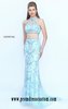 Light Blue Two-Piece Sherri Hill 50349 Beads 2016 Long Sheer Evening Gown