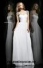 Jeweled Ivory Cheap Cap-Sleeves Ruched Sherri Hill 11087 Long Chiffon Evening Gown