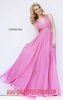 Hot Pink Beads Sherri Hill 11222 V-Neck Bodice 2015 Long Pleated Prom Dresses