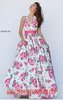 Sherri Hill 50472 Halter-Neck Ivory/Pink Printed Open-Back Long Prom Dresses 2016