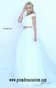 Two-Piece Ivory Cap-Sleeves Bateu-Neck 2016 Sherri Hill 50315 Long Bodice Prom Dresses