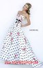 2015 Polka Dot Sweetheart-Neck Sherri Hill 32202 Ivory/Black/Fuchsia Long Bodice Prom Dresses