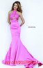 Sherri Hill 32147 Halter Beaded 2015 Keyhole Fuchsia Long Bodice Evening Dresses