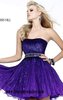 Sherri Hill 8520 Short Bodice Prom Dresses 2015 Sequin Chiffon A-Line Purple