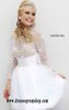 Long-Sleeve Ivory/Nude High Neck Short A-Line Prom Dresses 2015 Sherri Hill 21233