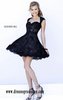 Black/Nude Cap-Sleeves Lace 2015 Short Bodice Prom Dresses Sherri Hill 4331