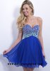 Royal Blue Crystals Beaded Ruffled Short Prom Dresses 2016