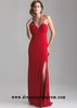 2016 Red Sparkly V Straps Cutout Back With Slit Evening Gown