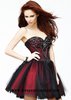 Black Red Short Beaded Lace A Line Strapless Party Dresses Sale