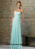 2016 Pleated Strapless Ruched Bodice Chiffon Mint Bridesmaid Dress