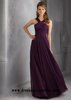 2016 Eggplant Long Halter Ruched Straps Crisscross Bridesmaid Dress