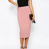 asos longerline pencil skirt in nude rose