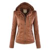 brown leatherish jacket with detachable hood