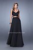 Open Back Beaded La Femme 21152 Two Piece Black Prom Dresses