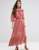Off Shoulder Maxi Dress With Frill Tiers