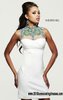 Sherri Hill 32037 Open Back White/Multi Short Sheer Cocktail Dresses Online Sale 2016 Beaded Embellished Sweetheart Neck