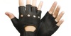 Кожаные черные перчатки без пальцев
