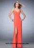 La Femme 22312 Vibrant V Neck Studded Strap Perfect Prom Dress Sale