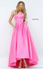 Straight Neckline 2016 Bright Pink Strapless Sherri Hill 50226 Pleated Long Satin Prom Dresses