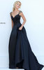 Sweetheart Neckline 2016 Black Beaded Straps Long Satin Evening Gown Sherri Hill 50229