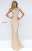 2016 Nude Sweetheart Halter Neckline Sherri Hill 50248 Beaded Embellishments Long Sheer Evening Dresses
