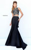 Sherri Hill 50418 Beaded Embellishments Two Piece Satin Long Ruffled Prom Dresses 2017 Black