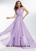 Rhinestone Beaded Keyhole Halter Neck Long Lilac Evening Dress