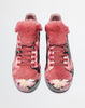 PRINTED LEATHER AND FUR SNEAKERS
