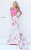 2017 Boat Neckline Two Piece Sherri Hill 50435 Beaded Floral Printed Pink/Ivory Keyhole Open Back Long Lace Evening Dresses