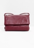 Fold-Over Leather Crossbody Bag in Plum colour