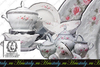 Столово-Чайный сервиз Бернадотт (Bernadotte) 6 персон 40 предметов, Бледные розы, отводка платина (Чехия)