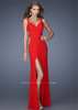 Sexy Shape Full-Length La Femme 19843 Red Open Back Prom Dress
