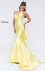 Yellow Cutout Sherri Hill 50195 Sleeveless Plunging V Neckline 2016 Satin Long Ruffled Evening Gown