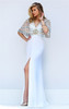 Half Sleeved Sherri Hill 50591 Ivory Beaded Cutout 2017 Fitted Slit Gown