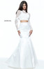 2-Piece Beaded Ivory Lace Long Sleeved Mermaid Dress By Sherri Hill 51107