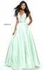 2017 Beaded Plunged Neck Light Green A-Line Prom Dress By Sherri Hill 50964