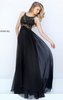 Beaded Embellishments Open Back 2016 Scoop Neckline Black Sleeveless Long Chiffon Prom Dresses